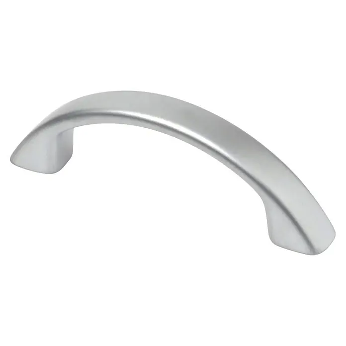 Rei Möbelgriff - Lochabstand: 64 mm, L x B x H: 80 x 11 x 24 mm, Chrom, Matt - Silberner, gebürsteter Metall-Bogengriff für Schränke.