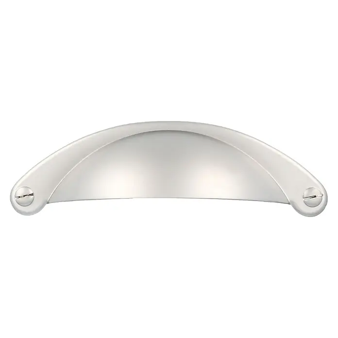 Rei Möbelgriff - Lochabstand: 64 mm, Sonstige, Chrom - Satinierter Nickel Muschelgriff mit sichtbaren Befestigungsschrauben.