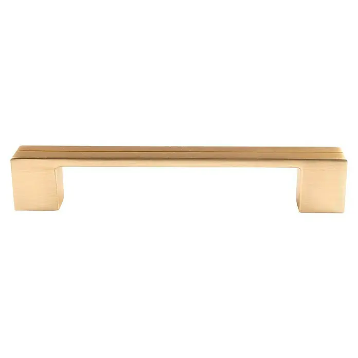Rei Möbelgriff - Lochabstand: 128 mm, Sonstige, Gold, L x B x H: 154 x 17 x 27 mm - Gebürsteter goldener rechteckiger Schrankgriff.