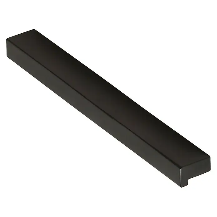 Rei Möbelgriff - Lochabstand: 128 mm, Aluminium, Schwarz, Industrie, L x B x H: 150 x 11 x 17 mm - Elegante matt-schwarze rechteckige Griffleiste für Schränke oder Schubladen.