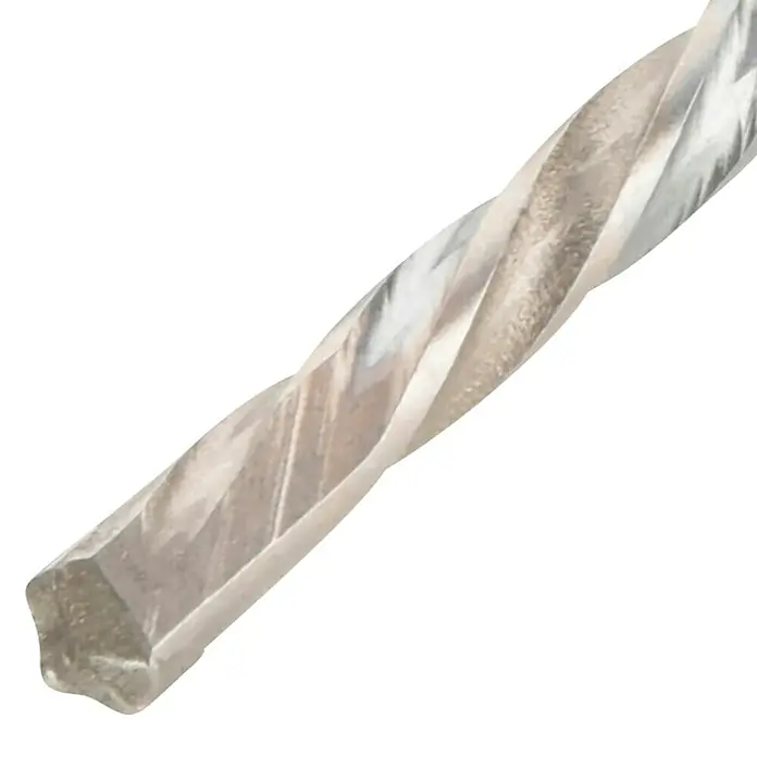 DeWalt Broca para hormigón y mampostería DT9514-QZ - 1 ud., Diámetro de la broca: 6 mm - Primer plano de una broca helicoidal cuadrada de metal, con filos afilados y espirales para una perforación precisa.