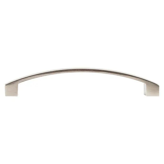 Rei Möbelgriff - Lochabstand: 128 mm, Aluminium, Nickel, Trend - Gebogener Schrankgriff aus gebürstetem Nickel.