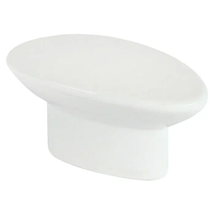 Rei Möbelknopf - Durchmesser: 19 mm, Weiß, L x H: 40 x 24 mm - Glatter, weißer Schrank- oder Schubladengriff mit modernem, flachem Design.