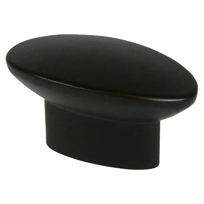 Rei Möbelknopf - Durchmesser: 19 mm, Schwarz, L x H: 40 x 24 mm - Schwarzer ovaler Möbelknauf mit flacher Oberseite und ovalem Fuß.