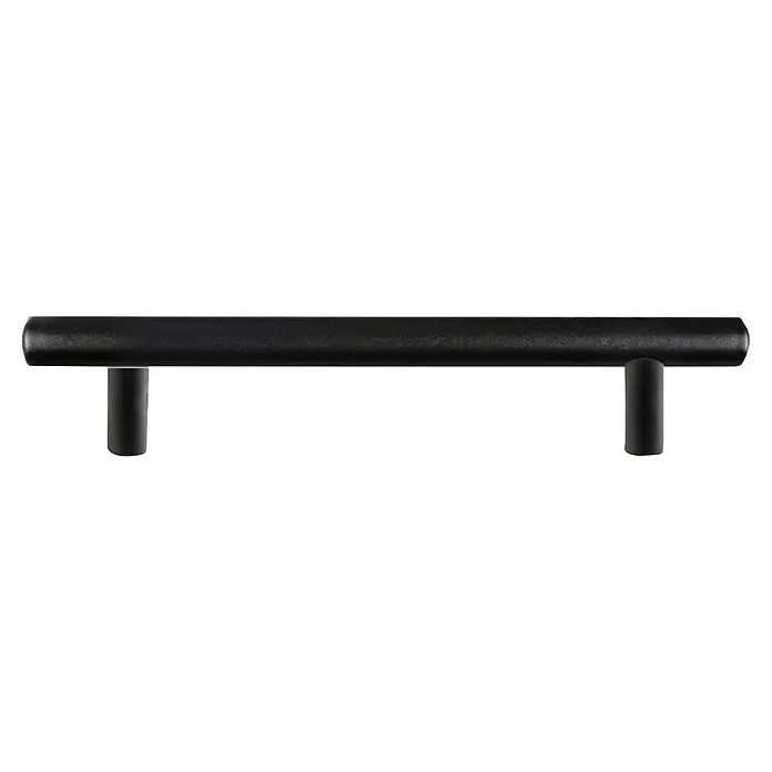 Rei Möbelgriff - Lochabstand: 96 mm, Stahl, Schwarz, Rund, L x B x H: 136 x 12 x 32 mm - Schwarzer, zylindrischer Möbelgriff mit zwei vertikalen Befestigungsstiften.