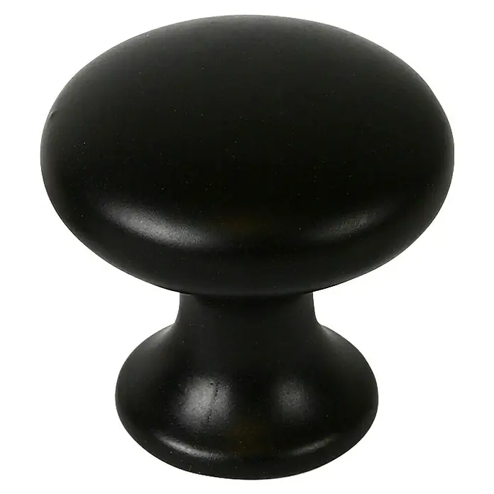Rei Pomo para muebles - Diámetro: 25 mm, Negro - Pomo redondo negro mate para mueble.