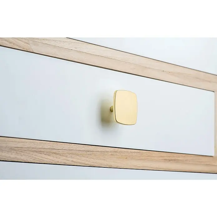 Rei Möbelknopf - Durchmesser: 42 mm, Gold - Goldfarbener, quadratischer Schrankknauf mit abgerundeten Ecken für eine Schublade.