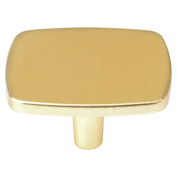 Rei Möbelknopf - Durchmesser: 42 mm, Gold - Gebürsteter goldener rechteckiger Möbelknauf mit abgerundeten Ecken.