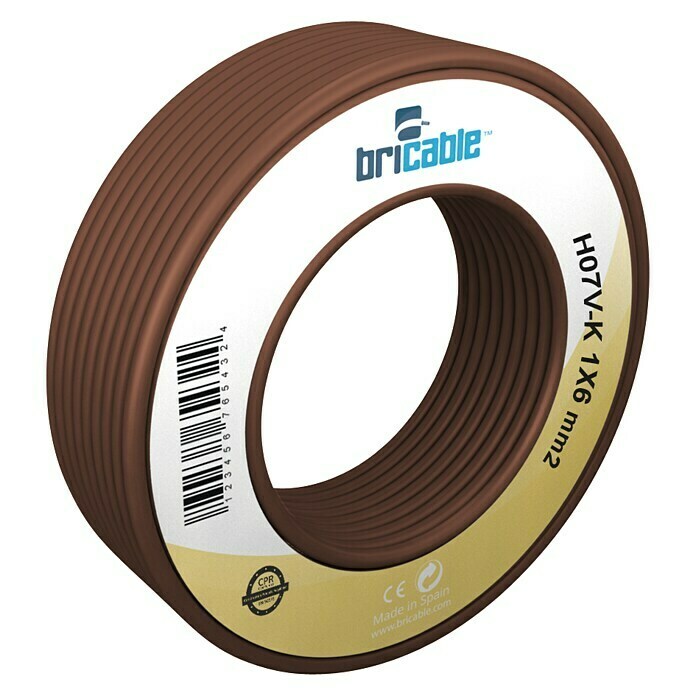 Bricable Cable unipolar fase 1x6 (H07V-K1x6, 10 m, Marrón)