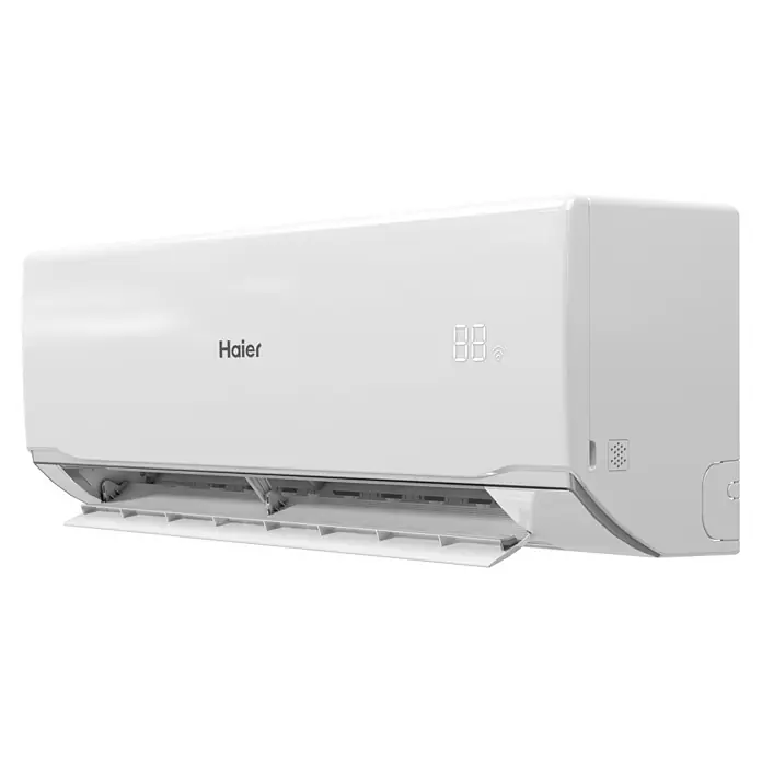 Haier Aire acondicionado Inverter Tide Premium - 2.600 W, 3.000 W, Tamaño de la estancia: 15 m² - 20 m² - Aire acondicionado de pared Haier blanco con rejillas abiertas y pantalla digital '88'.