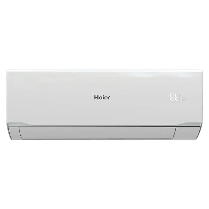 Haier Aire acondicionado Inverter Tide Premium - 2.600 W, 3.000 W, Tamaño de la estancia: 15 m² - 20 m² - Unidad interior blanca de aire acondicionado Haier con pantalla digital que muestra '88' y un símbolo de Wi-Fi.