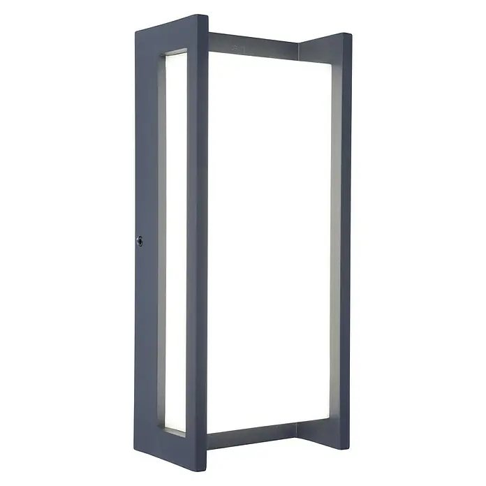 Lutec Qubo Aplique exterior LED Qubo - 17,3 W, 7,1 x 11 x 22 cm, Antracita, IP54 - Una moderna lámpara de pared LED de color antracita con un diseño rectangular que proporciona una iluminación exterior brillante y difusa.