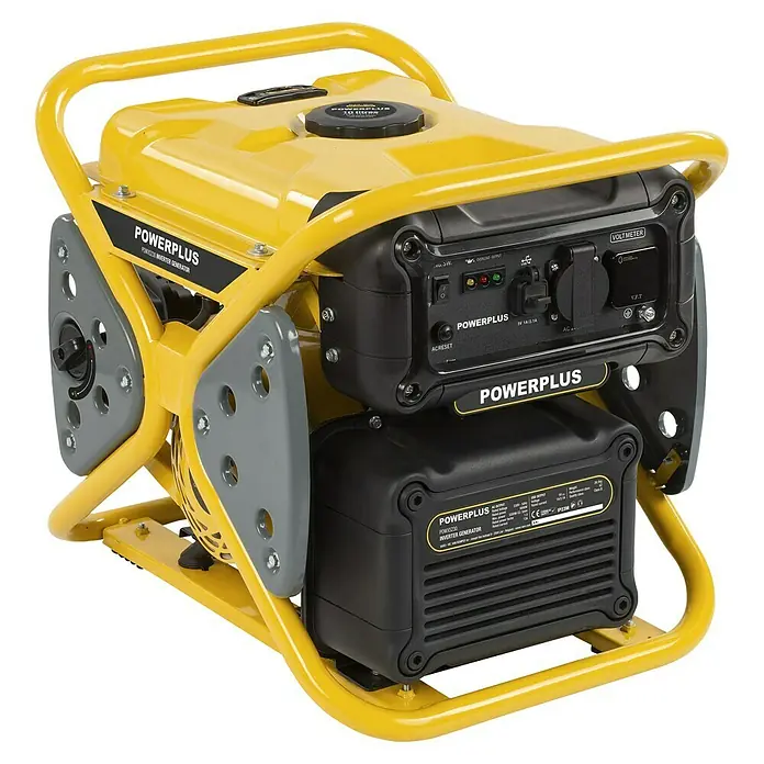 PowerPlus Generador POWX5230 - 3 kW, Volumen del depósito: 10 l - Generador inversor amarillo y negro con marco robusto y panel de control, para energía portátil.