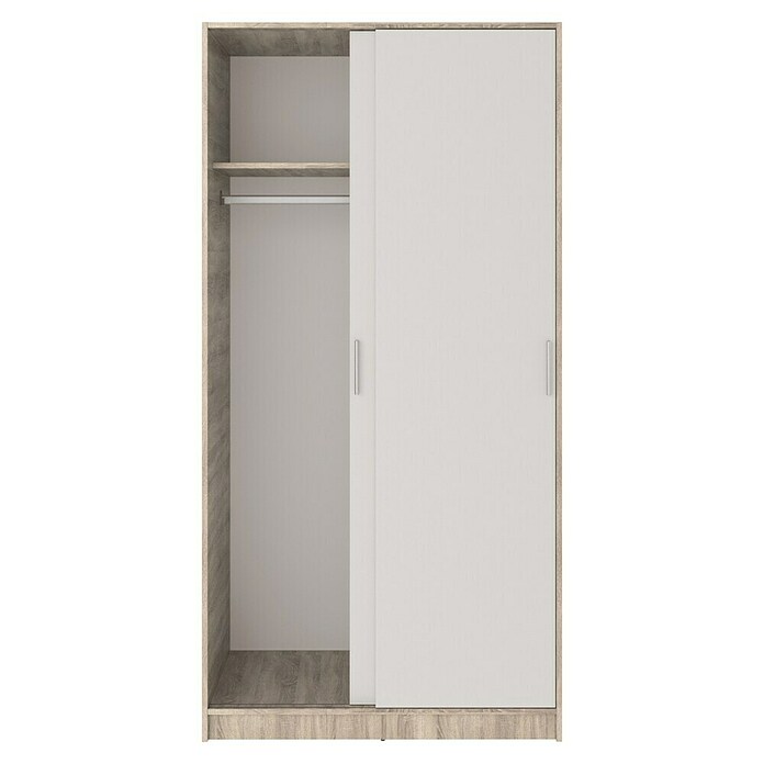 Meka Block Armario de puertas correderas K-511 (L x An x Al: 50 x 100 x 200 cm, Blanco Liso/Roble Cortez) | BAUHAUS