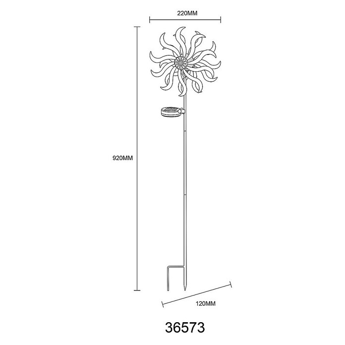 Globo Dekorativna solarna svjetiljka  (D x Š x V: 220 x 120 x 920 mm, Topla bijela, IP44, Zlatna) | BAUHAUS