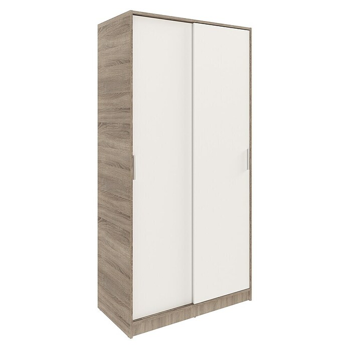 Meka Block Armario de puertas correderas K-511 (L x An x Al: 50 x 100 x 200 cm, Blanco Liso/Roble Cortez) | BAUHAUS