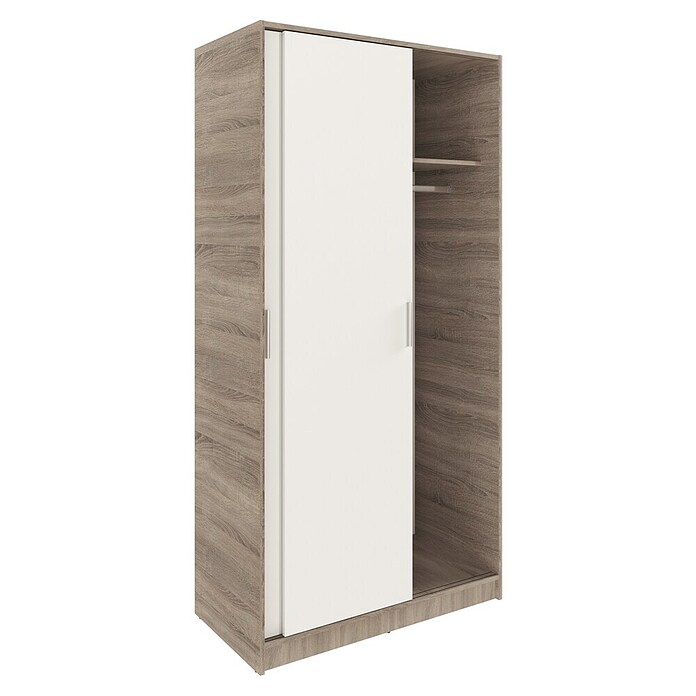 Meka Block Armario de puertas correderas K-511 (L x An x Al: 50 x 100 x 200 cm, Blanco Liso/Roble Cortez) | BAUHAUS