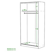 Meka Block Armario de puertas correderas K-511 (L x An x Al: 50 x 100 x 200 cm, Blanco Liso/Roble Cortez) | BAUHAUS