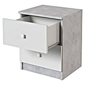 Meka Block Mesita de noche K-635 (L x An x Al: 35 x 40,2 x 49,6 cm, Cemento Grey/Blanco Liso, Número de cajones: 2 ud.) | BAUHAUS