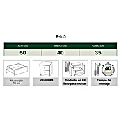 Meka Block Mesita de noche K-635 (L x An x Al: 35 x 40,2 x 49,6 cm, Cemento Grey/Blanco Liso, Número de cajones: 2 ud.) | BAUHAUS
