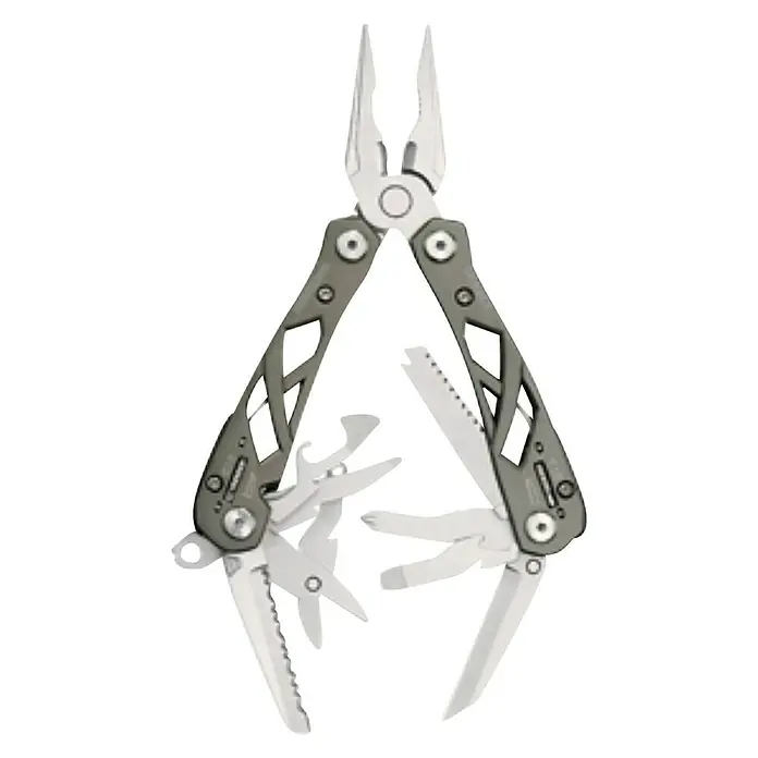 Gerber Alicates multiuso plegable Suspension - Acero inoxidable - Herramienta multifuncional versátil con alicates, sierra y destornilladores para diversas tareas.\n