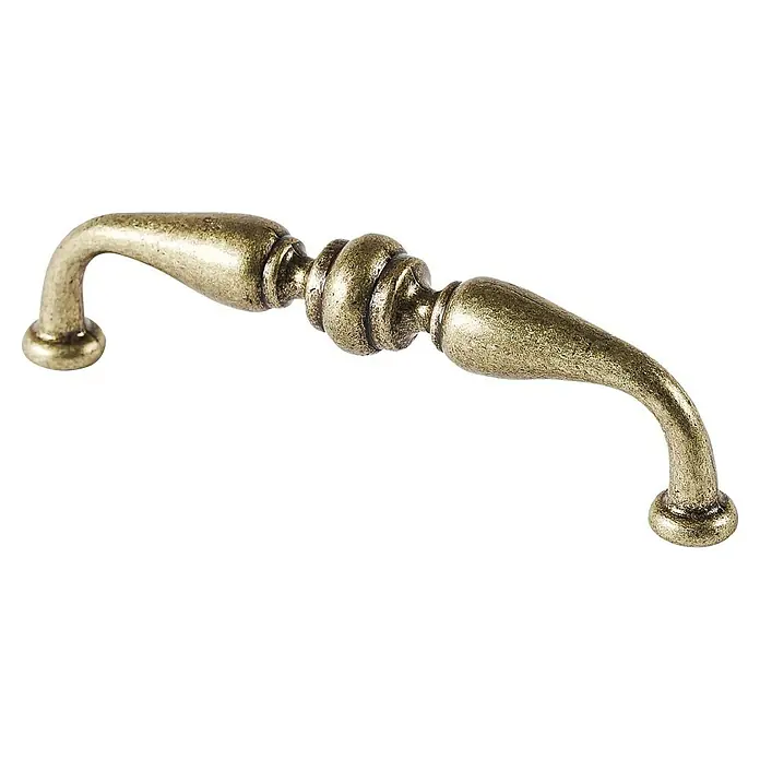 Rei Möbelgriff - Lochabstand: 96 mm, Sonstige, Antikes Messing, L x B x H: 107 x 17 x 30 mm - Verzierter Griff aus Antikbronze mit geschwungenen Enden und geripptem Mittelteil.