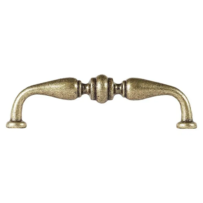 Rei Möbelgriff - Lochabstand: 96 mm, Sonstige, Antikes Messing, L x B x H: 107 x 17 x 30 mm - Gebogener Griff aus antikem Messing mit dekorativer Mitte, ideal für Schränke oder Schubladen.