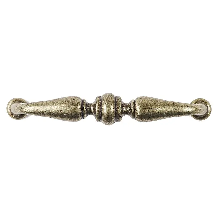 Rei Möbelgriff - Lochabstand: 96 mm, Sonstige, Antikes Messing, L x B x H: 107 x 17 x 30 mm - Ornamentierter, messingfarbener Metallgriff mit strukturierter Oberfläche und dekorativer Rillenmitte.