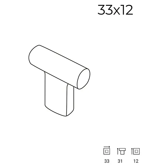 Rei Möbelknopf - Ø x L: 12 x 33 mm, Schwarz - T-förmiger zylindrischer Stangengriff.