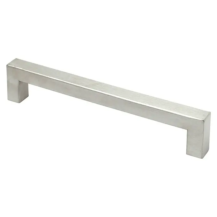 Rei Möbelgriff - L x B x H: 171 x 12 x 33 mm, Lochabstand: 160 mm, Stahl, Edelstahl - Gebürsteter silberner rechteckiger Stangengriff für Schränke.