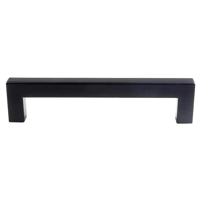 Rei Möbelgriff - L x B x H: 140 x 12 x 35 mm, Lochabstand: 128 mm, Stahl, Schwarz, 2 Stk. - Matt schwarzer rechteckiger Möbelgriff.