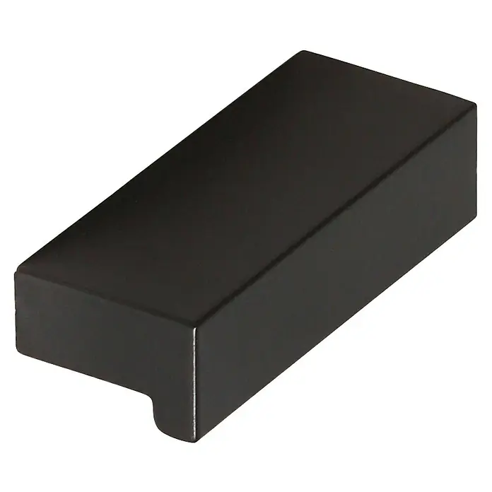 Rei Möbelgriff - Lochabstand: 32 mm, Aluminium, Schwarz, Industrie, L x B x H: 44 x 11 x 17 mm - Dunkelmatte rechteckige Griffleiste.