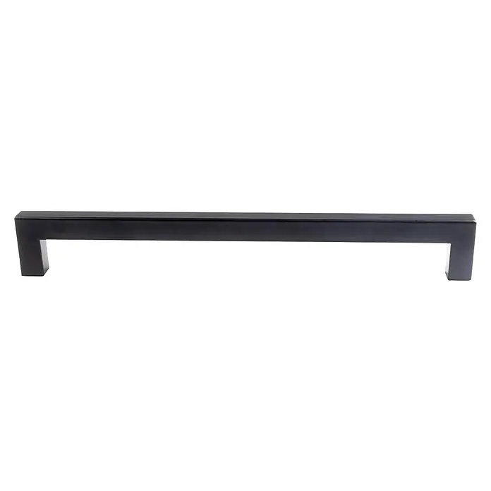 Rei Möbelgriff - L x B x H: 205 x 12 x 32 mm, Lochabstand: 192 mm, Stahl, Edelstahl - Mattschwarzer rechteckiger Schrankgriff.