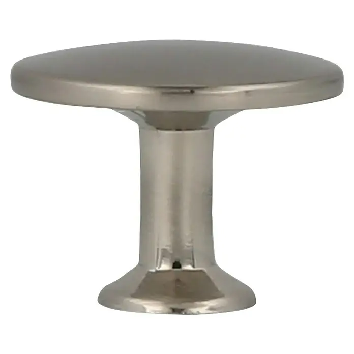 Rei Möbelknopf - Durchmesser: 29 mm, Nickel - Satinierter Nickel-Möbelknauf mit flacher, leicht abgerundeter Oberseite und zylindrischem Stiel.