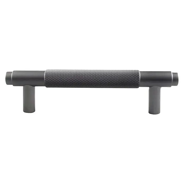 Rei Möbelgriff - Lochabstand: 96 mm, Aluminium, Graphit, Trend - Anthrazitfarbener Metall-Möbelgriff in T-Form mit gerändeltem zylindrischem Griffstück.
