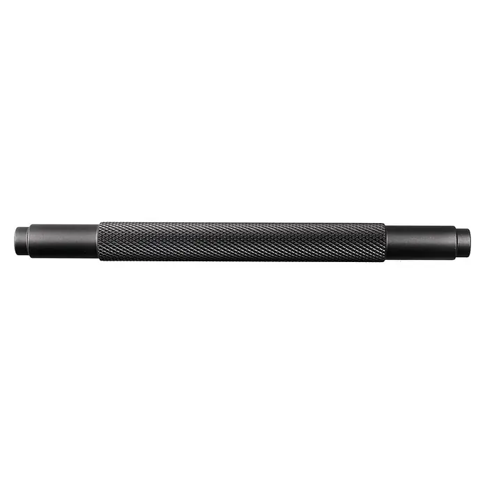 Rei Möbelgriff - Lochabstand: 128 mm, Aluminium, Schwarz, Trend - Schwarzer, gerändelter zylindrischer Griff aus Metall mit glatten Enden.