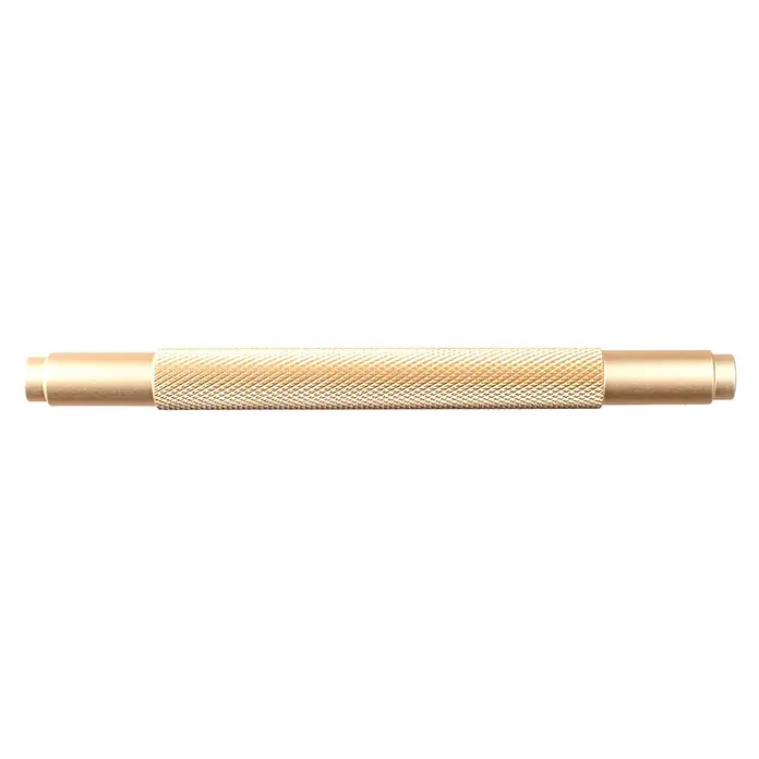 Rei Möbelgriff - Lochabstand: 128 mm, Aluminium, Gold, Trend - Goldener zylindrischer Griff mit Rändelmuster für sicheren Halt.
