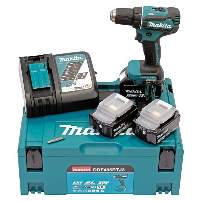 Makita Akku-Bohrschrauber DDF485RTJ18 V, 2 Akkus, 5 Ah, Leerlaufdrehzahl: 0 U/min - 1.900 U/min Unknown