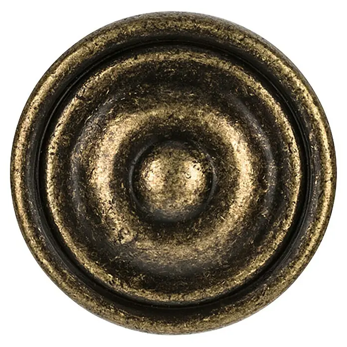 Rei Möbelknopf - Ø x H: 30 x 23 mm, Antikes Messing - Antik-Messing runder Möbelknauf mit konzentrischen Ringen.