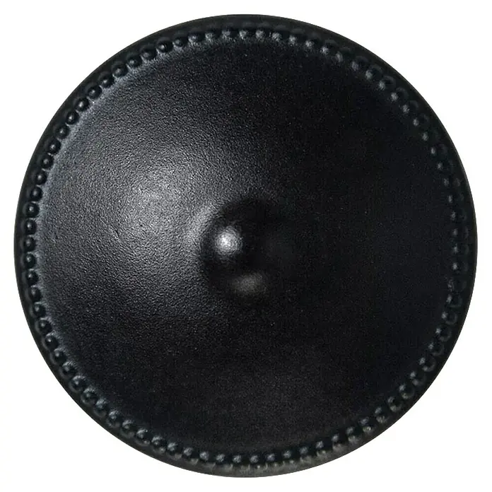 Rei Möbelknopf - Durchmesser: 30 mm, Schwarz, L x H: 30 x 24 mm - Schwarzer Glasflaschenboden mit mittiger Vertiefung und Perlenrand.