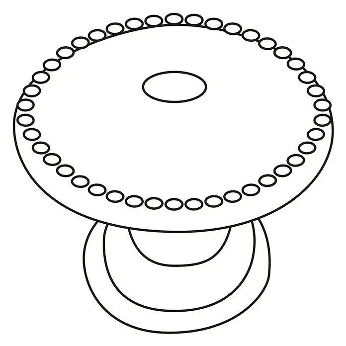 Rei Möbelknopf - Durchmesser: 30 mm, Schwarz, L x H: 30 x 24 mm - Stilisierter runder Tisch mit Perlenkante, zentraler Öffnung und geschwungenem Fuß.