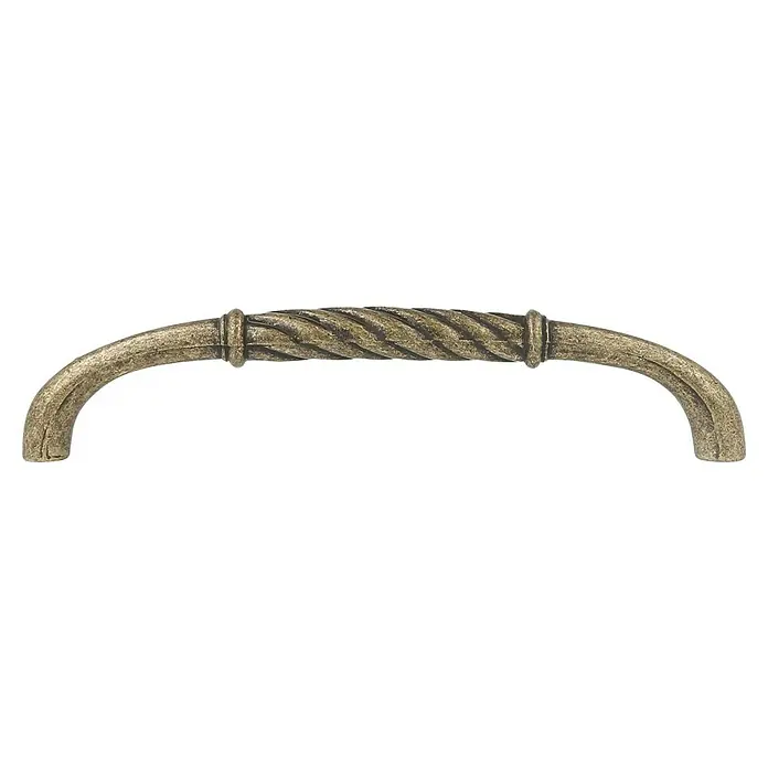 Rei Möbelgriff Braided - Lochabstand: 128 mm, Sonstige, Antikes Messing, Gebogen - Antik-Messing Möbelgriff mit gedrehtem Mittelteil.