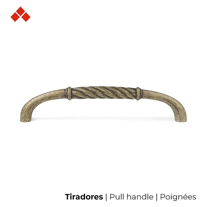 Rei Möbelgriff Braided - Lochabstand: 128 mm, Sonstige, Antikes Messing, Gebogen - Gedrehter Zuggriff aus antikem Messing für Schränke oder Schubladen.