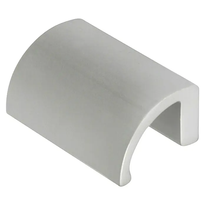 Rei Möbelgriff - Lochabstand: 32 mm, Aluminium, Silberfarben - Helles, C-förmiges Griffprofil oder Fingermulde aus gebürstetem Metall.