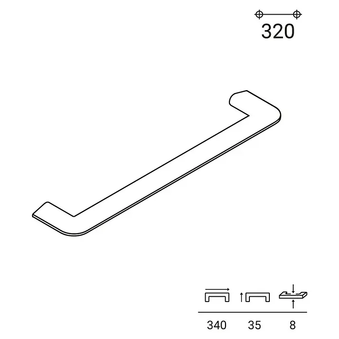 Rei Möbelgriff - Lochabstand: 320 mm, Sonstige, Stahl - Möbelgriff: 320mm Bohrabstand, 340mm Gesamtlänge, 35mm Ausladung, 8mm Stärke.