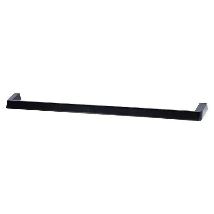 Rei Möbelgriff - Lochabstand: 320 mm, Sonstige, Schwarz, L x B x H: 330 x 12 x 34 mm - Schwarzer, matter, rechteckiger Handtuchhalter aus Metall.