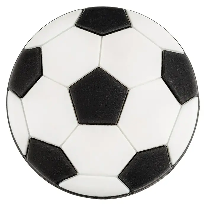 Rei Möbelknopf - Durchmesser: 41 mm, Holz, Schwarz - Ein klassischer Fußball mit schwarzen Fünfecken und weißen Sechsecken.