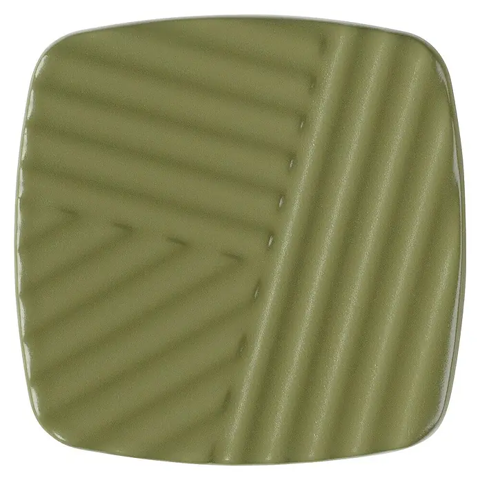 Rei Möbelknopf - Durchmesser: 42 mm, Olivgrün - Olivgrüne Camping-Isomatte mit abgerundeten Ecken und diagonaler Rippenstruktur.