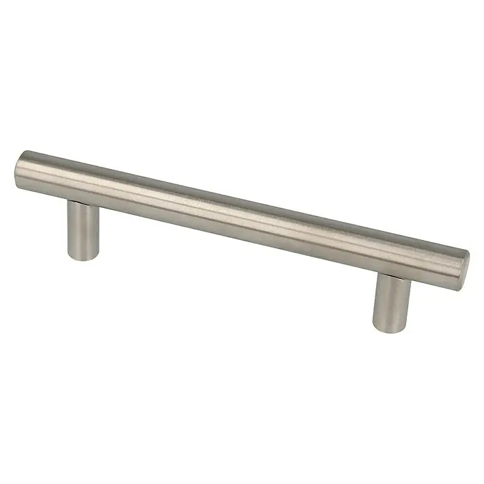 Rei Tirador para muebles - Distancia entre orificios: 96 mm, Acero, Acero inoxidable, Redonda, L x An x Al: 136 x 12 x 32 mm - Tirador de mueble de barra de acero inoxidable cepillado con soportes cilíndricos.