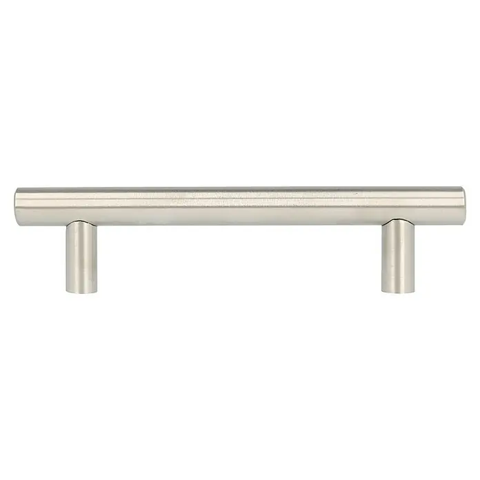 Rei Möbelgriff - Lochabstand: 96 mm, Stahl, Edelstahl, Rund, L x B x H: 136 x 12 x 32 mm - Gebürsteter silberner T-Stangen-Schrankgriff.